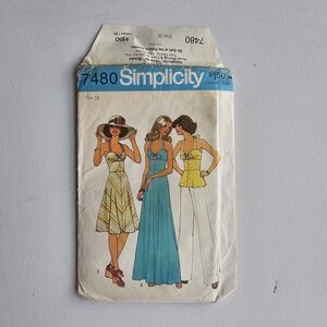 1970s Vintage FF B36" Simplicity 7480 Keyhole Sun Summer Dress Sewing Pattern